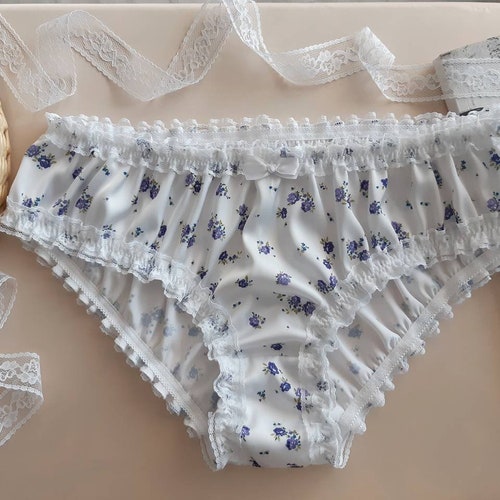 Blue White Ruffled Lace Panties by Ollegoria Bridal Knickers