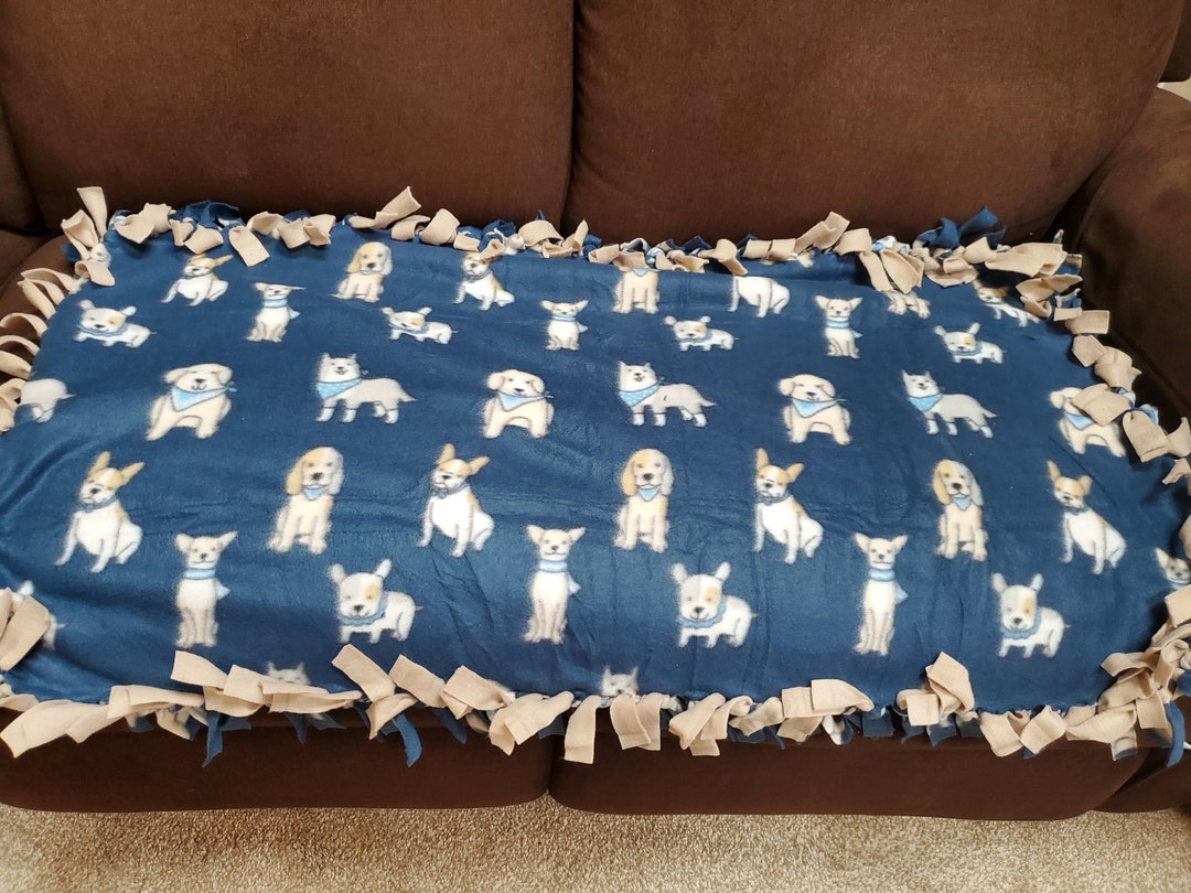 Large Lightweight Fleece Dog Blanket Dog Pattern Tie Etsy
