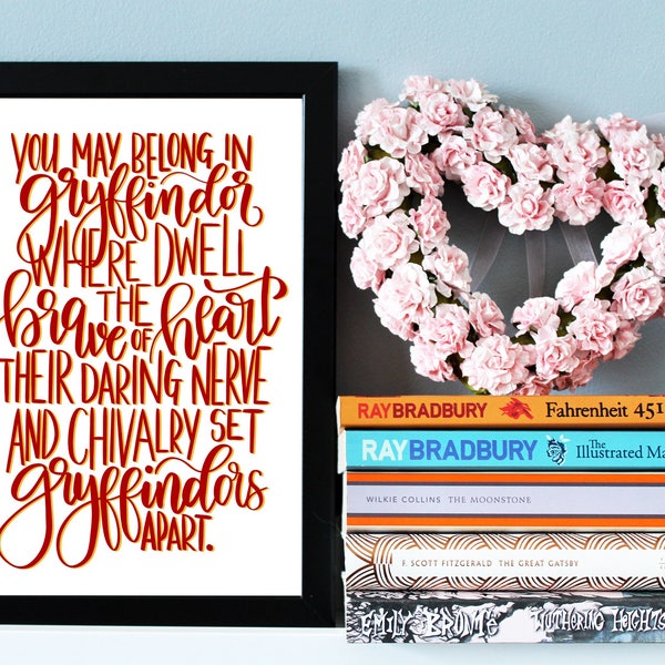 Gryffondor maison Harry Potter devis impression, imprimer des maisons de Poudlard Gryffondor, bébé Gryffondor, Harry Potter Wall Art, impression de Poudlard