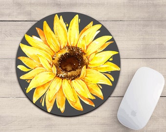 Sunflower Mouse pad/mousepad/watercolor floral/desk decor/girly mouse pad/mouse pad/sunflower