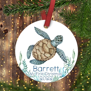 Baby&#39;s First Christmas Sea Turtle Christmas Ornament