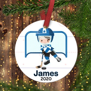 Kinderhockey kerstornament. Hockey Children's Ornament.Christmas ornament. Gepersonaliseerde kerst ornament. IJshockey Ornament