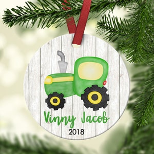 Children's Christmas ornament.Christmas ornament.Personalized christmas ornament.Tractor Ornament. Green Tractor Ornament