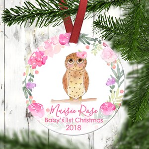 Baby&#39;s FIRST Christmas ornament.Baby Owl.Christmas ornament.Personalized christmas ornament.Baby&#39;s first Christmas.