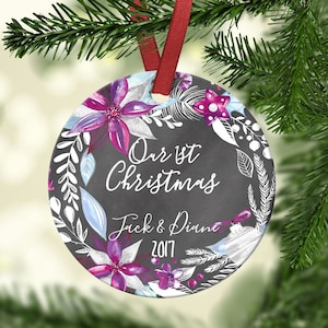 Our First Christmas.Dating Xmas Ornament.Engagement Christmas Ornament.Engagement gift.Christmas Gift.Custom Christmas ornament.ornament