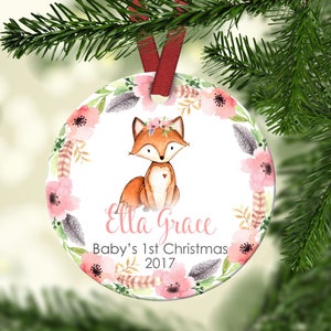 Personalized Baby's First Christmas Ornament Fox