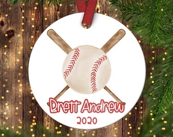 Decoración de Navidad de béisbol infantil. Adorno navideño. Adorno navideño personalizado. Ornamento de béisbol.