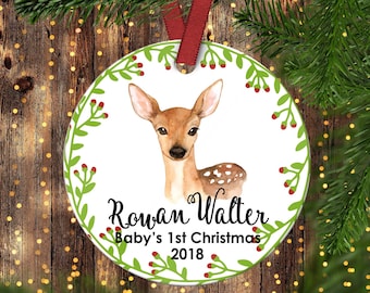 Baby's FIRST Christmas ornament.Boy Ornament.Baby Deer.Christmas ornament.Personalized christmas ornament.Baby's first Christmas.