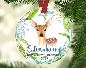 Baby's FIRST Christmas ornament.Boy Ornament.Baby Deer.Christmas ornament.Personalized christmas ornament.Baby's first Christmas.