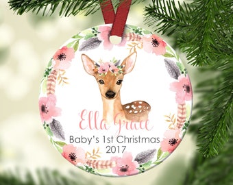 Baby's first Christmas ornament.Baby Deer.Christmas ornament.Personalized christmas ornament.Baby's first Christmas.