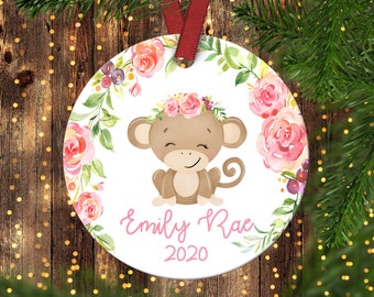 Kinder Christbaumschmuck. Affe Weihnachten Ornament.Baby Affe.Weihnachts ornament.Personalisierte Weihnachtsschmuck.