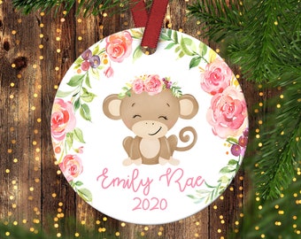 Children's Christmas Ornament. Monkey Christmas Ornament.Baby Monkey.Christmas ornament.Personalized christmas ornament.