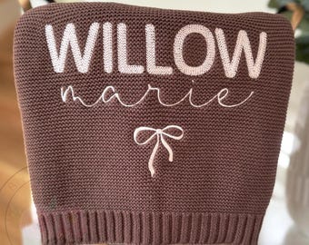 Personalized Embroidered Baby Blanket: Soft Cotton Keepsake for Newborns, Showers & Photos