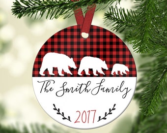 Family Christmas Ornament.Family Ornament.Bear Christmas Ornament.Christmas Gift.Personalized gift.Custom Christmas ornament