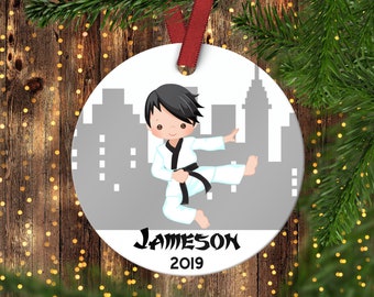 karate christmas ornament boy