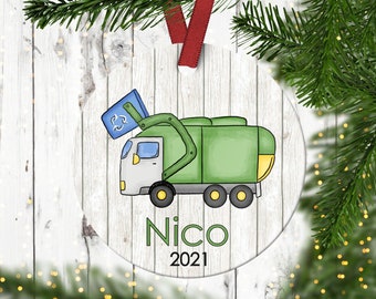 Children's Christmas ornament.Christmas ornament.Personalized christmas ornament.Trash Truck Ornament.