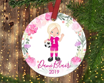 girl soccer player ornament