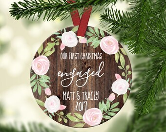 First Christmas Engaged.Engagement Christmas Ornament.Engagement gift.Christmas Gift.Gift idea.Custom Christmas ornament.ornament
