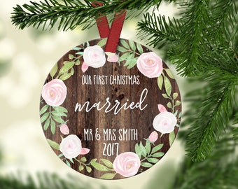 First Christmas Married.Marriage Christmas Ornament.Newlywed gift.Christmas Gift.Gift idea.Custom Christmas ornament.ornament