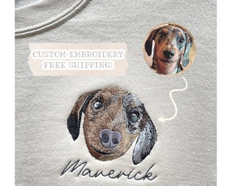 Custom Embroidered Pet Crewneck Sweatshirt, Custom Dog Shirt, Custom Cat Sweatshirt