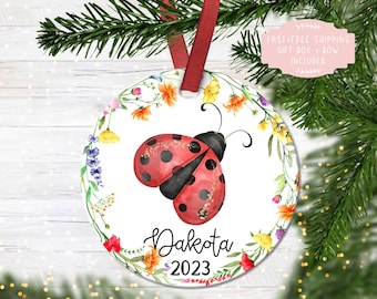 Girl's Christmas ornament.Ladybug.Christmas ornament.Personalized Christmas ornament.