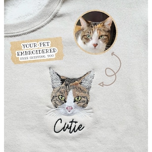 Custom Embroidered Pet Crewneck Sweatshirt, Custom Dog Shirt, Custom Cat Sweatshirt