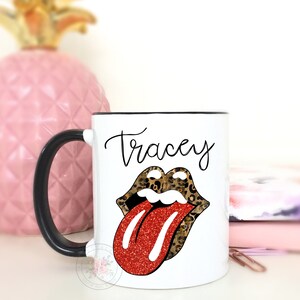 Cheetah Print Lips Custom Name Coffee Mug.Cheetah Print Mouth.Leopard Print Coffee Mug.Lips.Custom Coffee Mug
