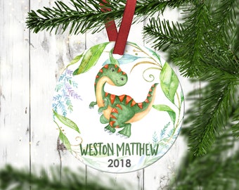 Childrens Dinosaur Christmas ornament.Baby Dinosaur.TRex Ornament.Christmas ornament.Personalized christmas ornament.dinosaur Ornament