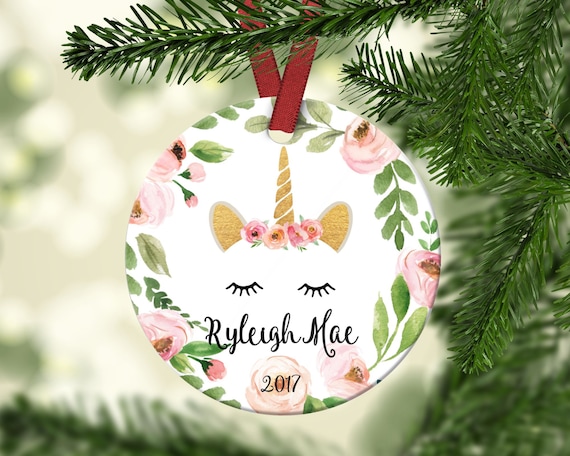 baby's first christmas unicorn ornament