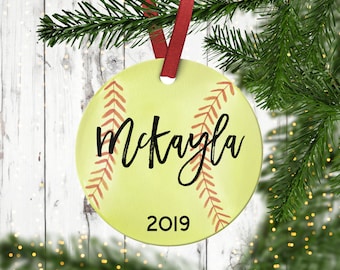 Softball Christmas Ornament. Softball Ornament.Softball.Christmas ornament.Personalized christmas ornament.Childrens Christmas ornament