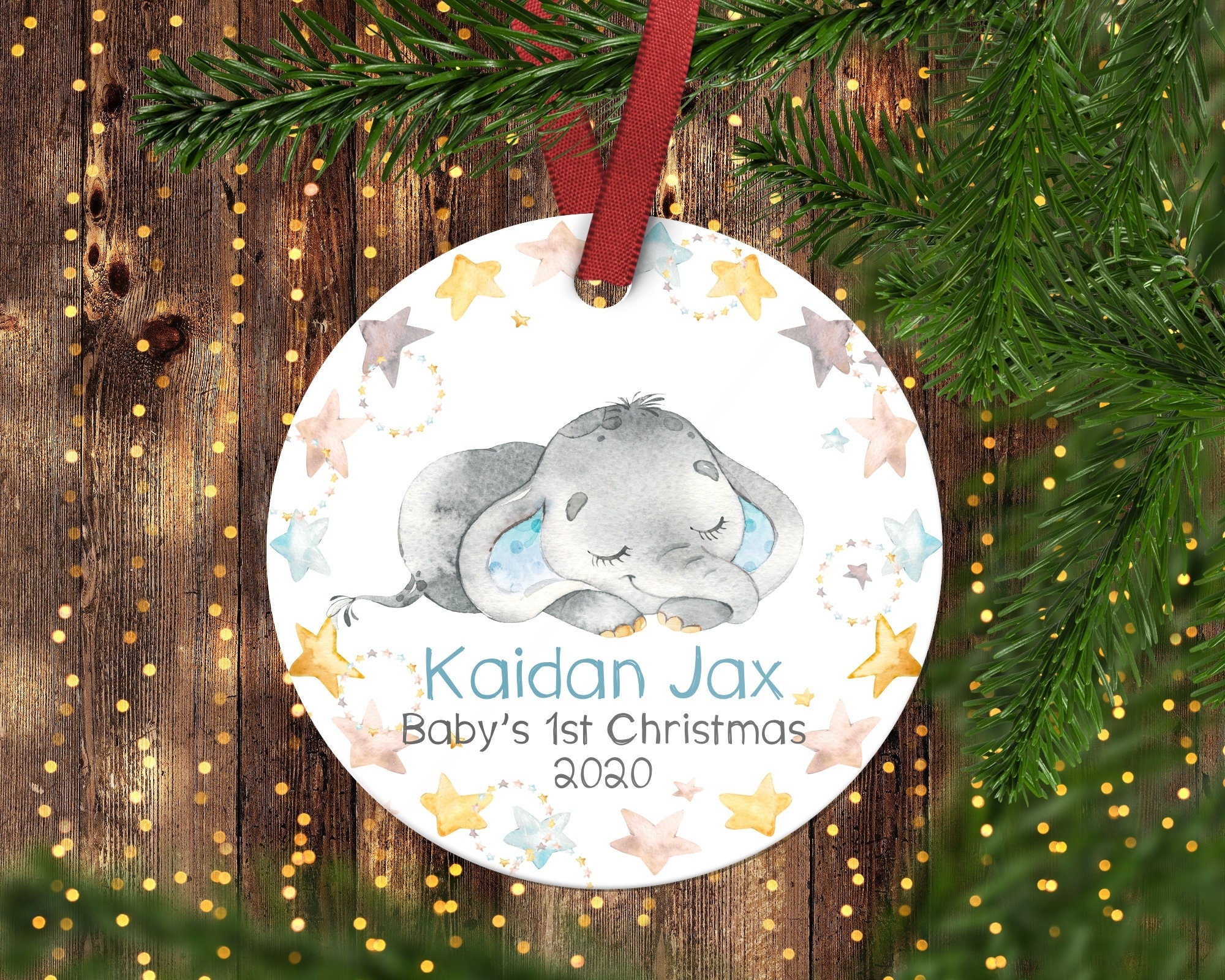 Baby's first Christmas ornament.Baby Elephant..Christmas ornament.Personalized christmas ornament