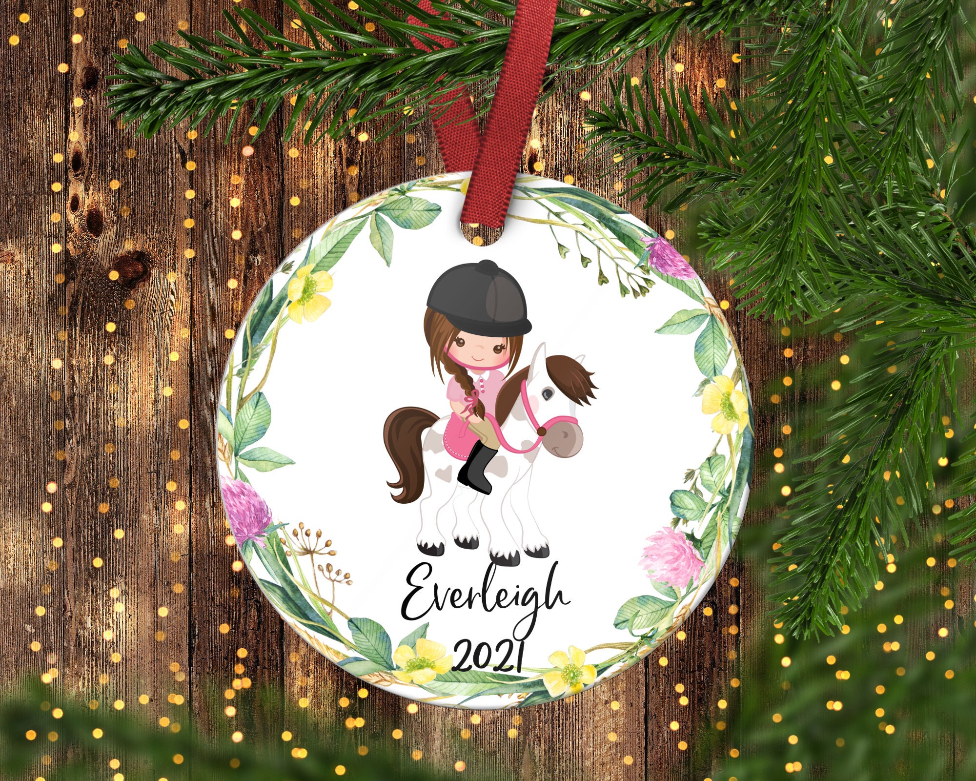 Children's Horseback Riding Ornament. Girl's Horseback Riding Christmas Ornament