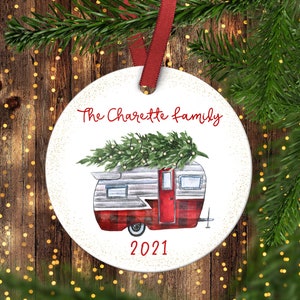 Camper Christmas.Family Christmas Ornament.Camper Christmas Gift.Personalized Family Ornament image 1