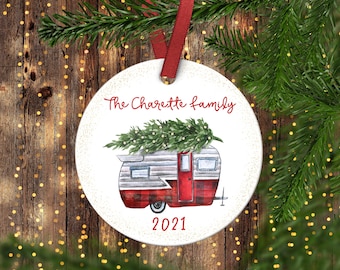 Camper Christmas.Family Christmas Ornament.Camper Christmas Gift.Personalized Family Ornament