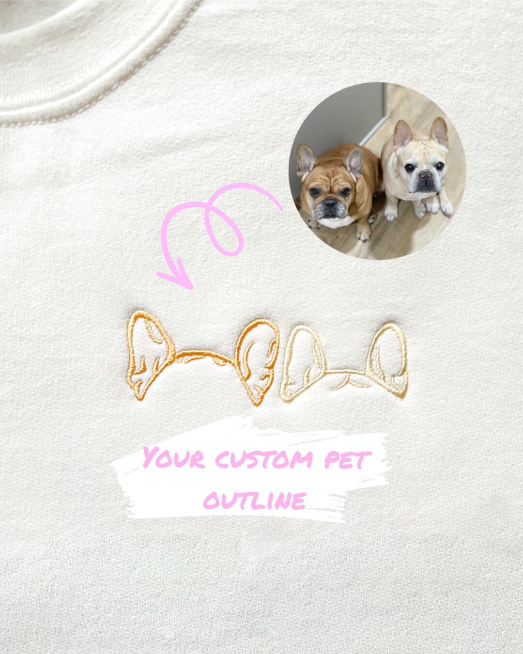 Custom Embroidered Pet Outline Crewneck Sweatshirt Custom Dog - Etsy