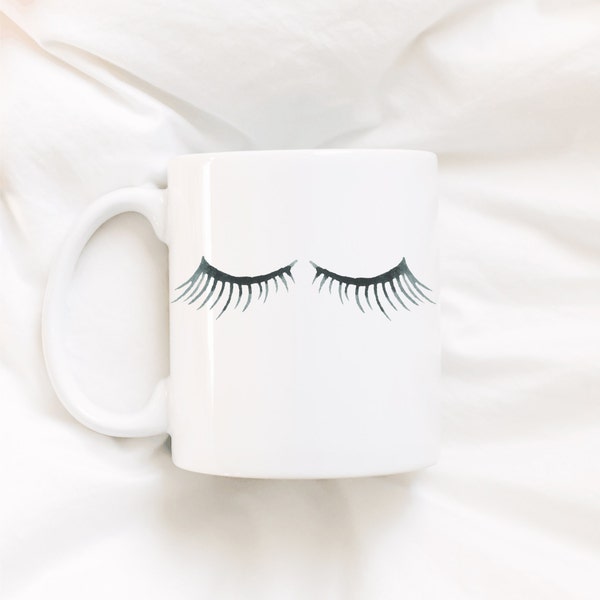 Eyelashes mug/watercolor/makeup/younique lashes/cute coffee mug/DISHWASHER safe