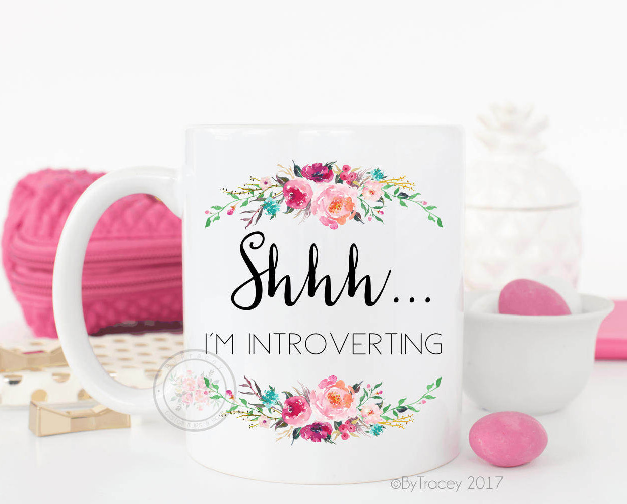 Shhh...I'm introverting. Introvert. Funny mug. Coffee