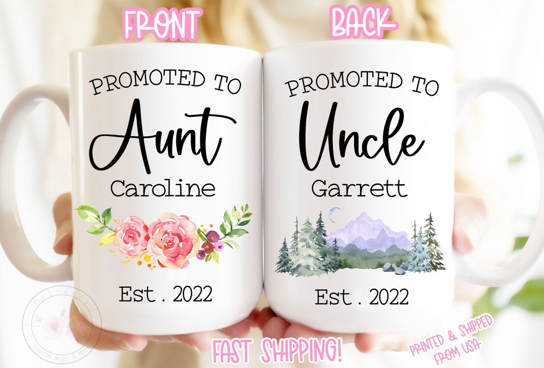 Promoted to Aunt & Uncle Coffee Mug Set: Pregnancy Announcement Gift ...
