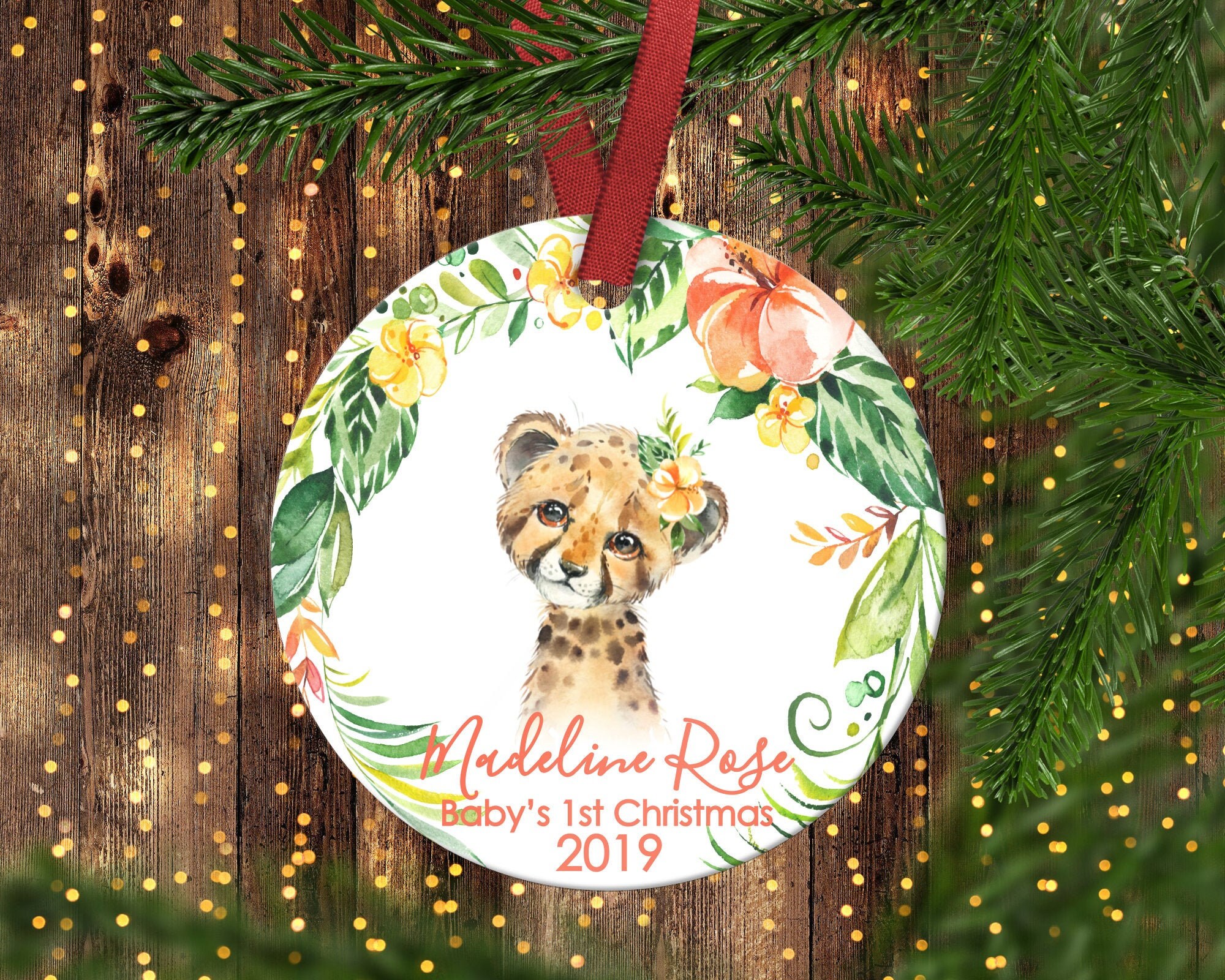  Animal Lover Ornament Personalized Cheetah Star