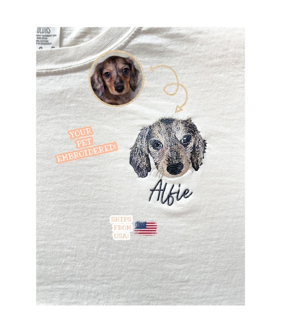 Custom Embroidered Pet T-shirt. Custom Dog Shirt, Custom Cat T-Shirt, Embroidered pet long sleeve