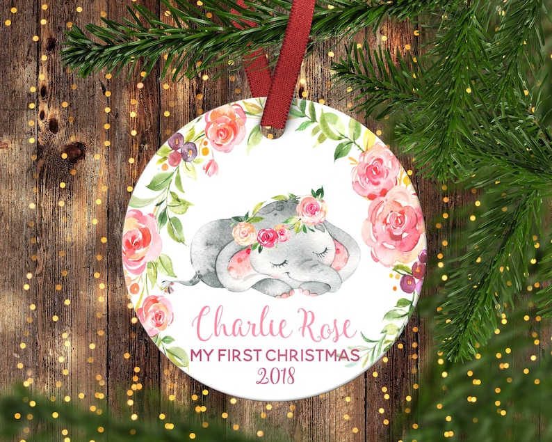 baby elephant christmas ornament