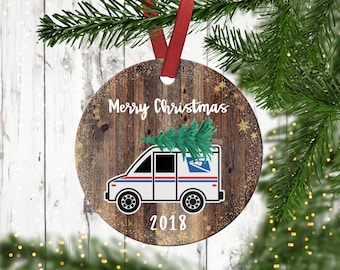 Mail Carrier Christmas Ornament.Mail Man Gift.Postal Worker Gift.Mail Carrier Gift.Mail Truck Ornament.