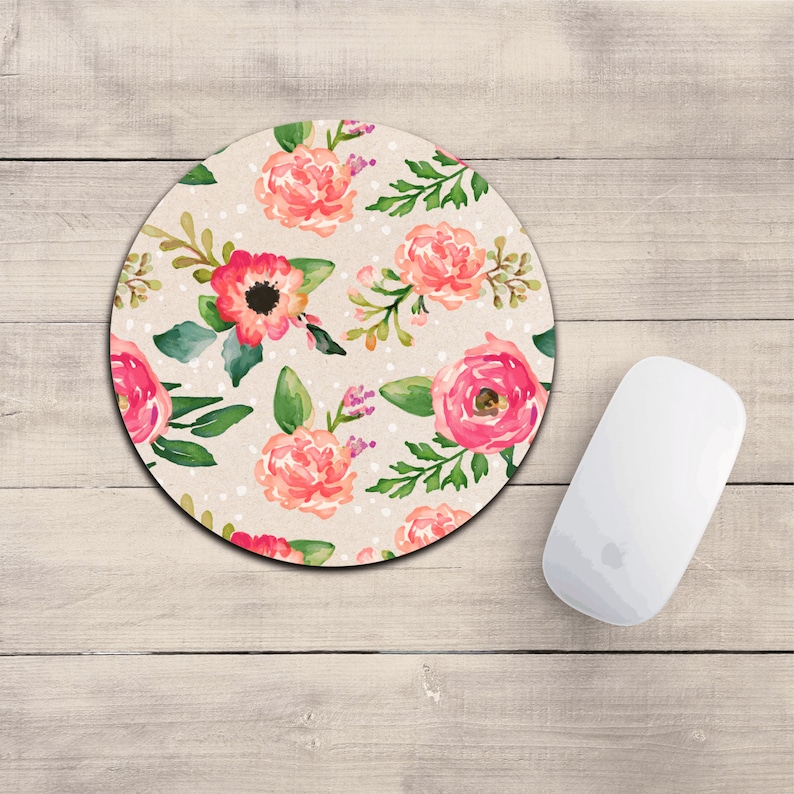 FLORAL Mouse Pad/mousepad/watercolor Floral/desk Decor/girly Etsy
