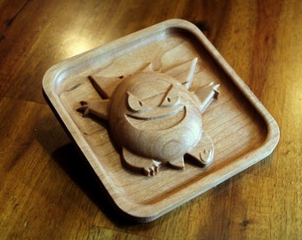 手作りの木製ゲンガーの置物、アズスタイルのポケモンの彫刻、彫刻され