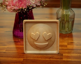 Wooden Heart Face Emoji (5")