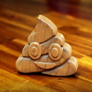 Wooden Poop Emoji Figurine (3&quot;)