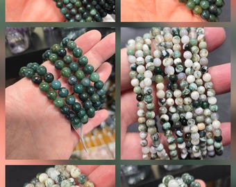 Moss Agate Crystal Beaded Bracelet Stretch 1 size fits most 4mm 6mm 8mm