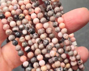 Zebra Agate Crystal Beaded Bracelet Stretch 1 size fits most 4mm 6mm Black Australian Pink