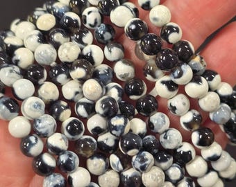 Orca Agate Crystal Beaded Bracelet Stretch 1 size fits most 6mm 8mm