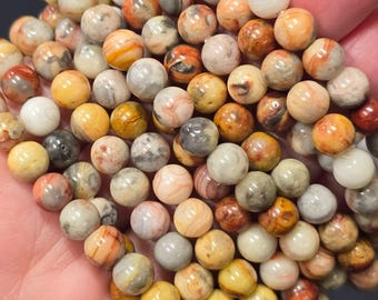 Crazy Lace Agate Crystal Beaded Bracelet Stretch 1 size fits most 4mm 6mm 8mm